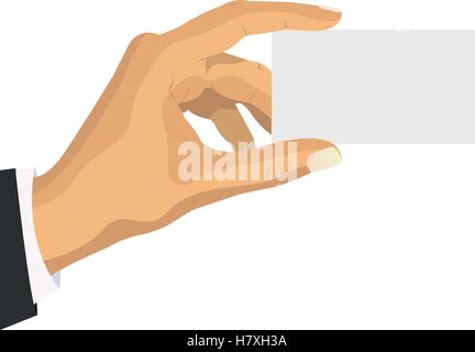 Man hand holding a blank card vector illustration- continuous line ...