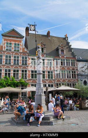 Square in Patershol, Ghent, Flanders, Belgium Stock Photo