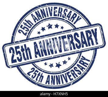 25th anniversary blue grunge stamp Stock Vector