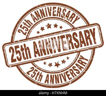 25th anniversary brown grunge stamp Stock Vector