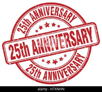 25th anniversary red grunge stamp Stock Vector