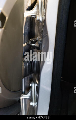 Interior (Designo) of used Mercedes-Benz S-Class S350 long (W221) car stand on a street in Mytishchi District in Moscow Oblast, Stock Photo