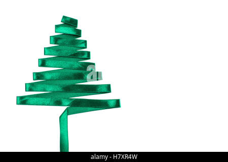 christmas tree made from green ribbon. with clipping path. Stock Photo