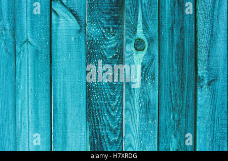 background and texture concept old wooden turquoise fence Stock Photo