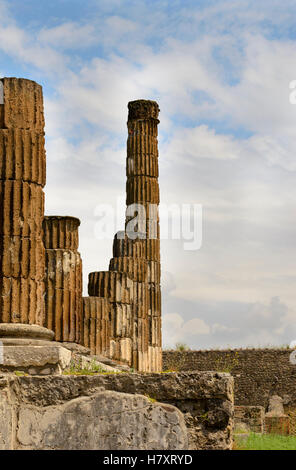 Columns of the destroyed palace in Pompeii in cloudy weather Stock Photo