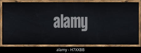 wide empty blackboard with wooden oak frame Stock Photo