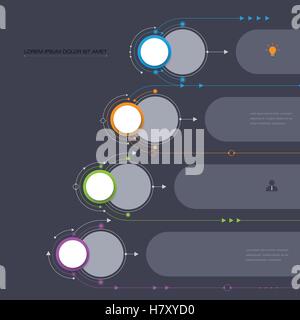 Vector molecule with 3D paper label, integrated circles background. Blank space for content, business, infographic, diagram, dig Stock Vector