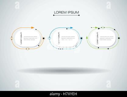 Vector molecule with 3D paper label, integrated circles background. Blank space for content, business, infographic, diagram, dig Stock Vector