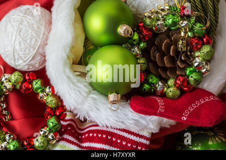 Christmas setting in red, green, gold and white Stock Photo