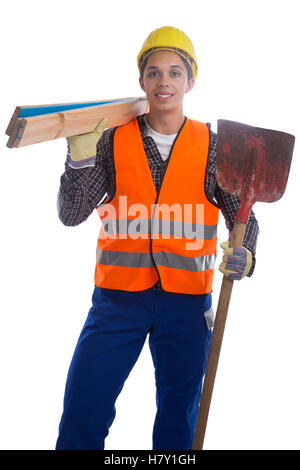 Young construction worker job isolated on a white background Stock Photo