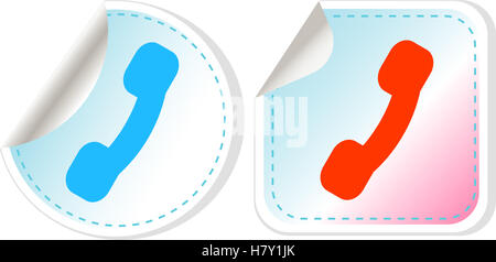 Flat icon of a phone, handset icon button set isolated on white background Stock Photo