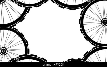 road and mountain bike wheels and tires pattern Stock Photo