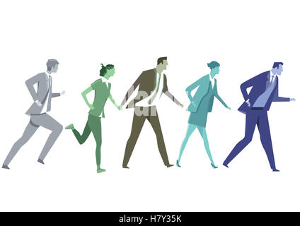 Businessmen running with competitors