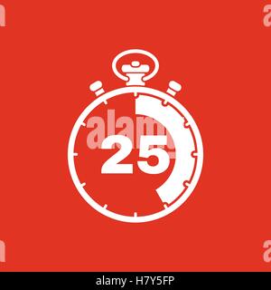 The 25 seconds, minutes stopwatch icon. Clock and watch, timer, countdown, stopwatch symbol. UI. Web. Logo. Sign. Flat design. A Stock Vector
