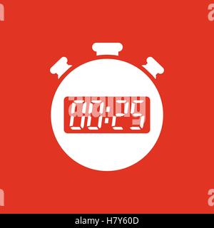 The 25 seconds, minutes stopwatch icon. Clock and watch, timer, countdown, stopwatch symbol. UI. Web. Logo. Sign. Flat design. A Stock Vector