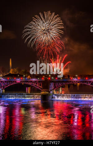 The annual firework display at Glasgow Green in Scotland Stock Photo
