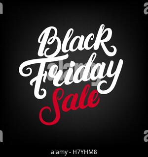 Black Friday Sale hand written lettering. Modern brush calligraphy for banner, labels, badges, poster, card. Isolated on black b Stock Vector