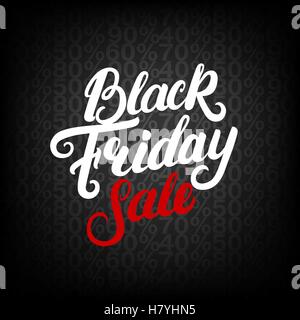 Black Friday Sale hand written lettering. Modern brush calligraphy for banner, labels, badges, poster, card. Isolated on black b Stock Vector