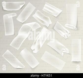 set of transparent adhesive tape and adhesive sellotape Stock Vector