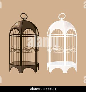 Set of black and white birdcages. Vector EPS10 Stock Vector