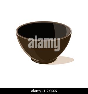 Empty brown bowl isolated on white background. Vector illustration. Stock Vector
