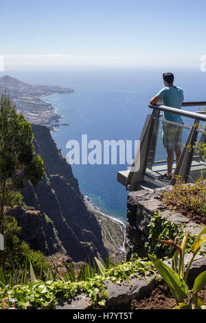 Caba Girao, Camara De Lobos, Madeira, Portugal, viewing platform at Madeira's highest sea cliff Stock Photo