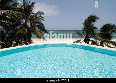 Pool beside the beach of Diani Beach in Kenya, Africa Stock Photo