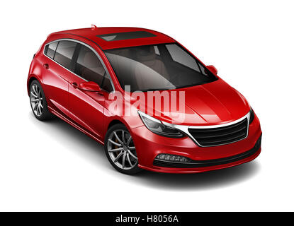 Red hatchback car Stock Photo