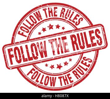 follow the rules red grunge stamp Stock Vector