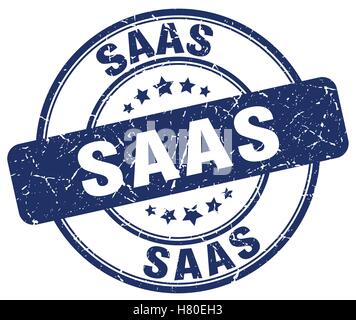 saas blue grunge stamp Stock Vector