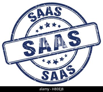 saas blue grunge stamp Stock Vector