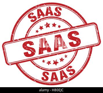 saas red grunge stamp Stock Vector