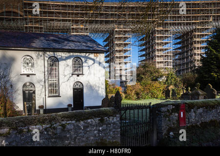 Chapel beneath Cynghordy Viaduct (on the Heart of Wales line), Cynghordy, Carmarthenshire. Wales Stock Photo