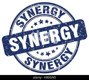 synergy blue grunge stamp Stock Vector