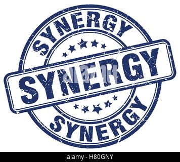 synergy blue grunge stamp Stock Vector