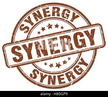 synergy brown grunge stamp Stock Vector