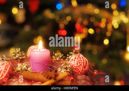 Christmas still life with candle Stock Photo