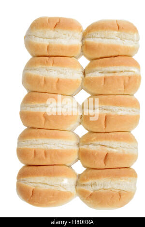 Bake Row Pile of Fresh Baked Rolls Isolated on White Background Stock Photo - Alamy