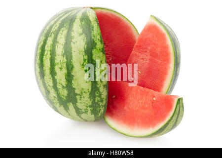 Watermelon sliced on white, clipping path included Stock Photo