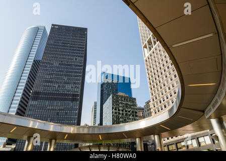 New York City, USA - June 06, 2015: Skyscrapers at the station of the Staten Island Ferry in Lower Manhattan, New York City. Stock Photo