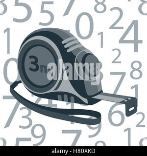 Tool measuring tape. Construction roulette seamless pattern numbers. Stock vector image. Stock Vector