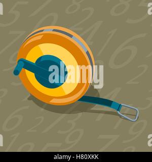 Measuring tape stylized construction tools. Seamless pattern background figures. Stock vector illustration. Stock Vector
