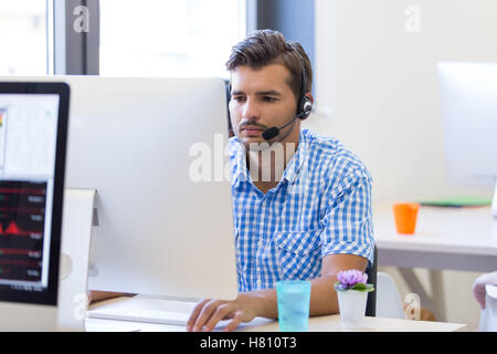 startup business, software developer working on desktop computer Stock Photo