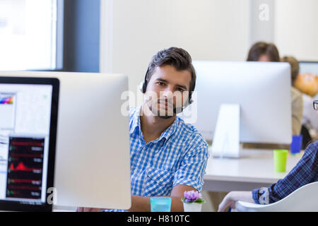 startup business, software developer working on desktop computer Stock Photo