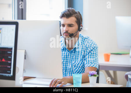 startup business, software developer working on desktop computer Stock Photo