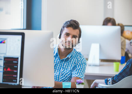 startup business, software developer working on desktop computer Stock Photo