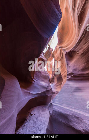 Narrow slot canyon in Northern Arizona. Stock Photo