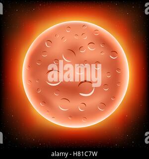 Red Planet Mars in Dark Space. Vector, Cartoon Illustration of the ...