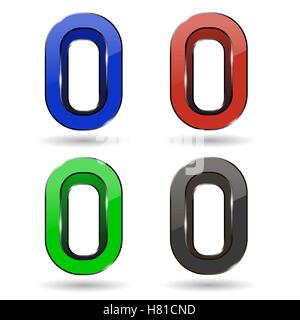 Set of Colored Icons. Letter o Stock Vector