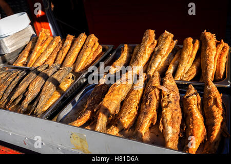 Fried fish on the market Stock Photo